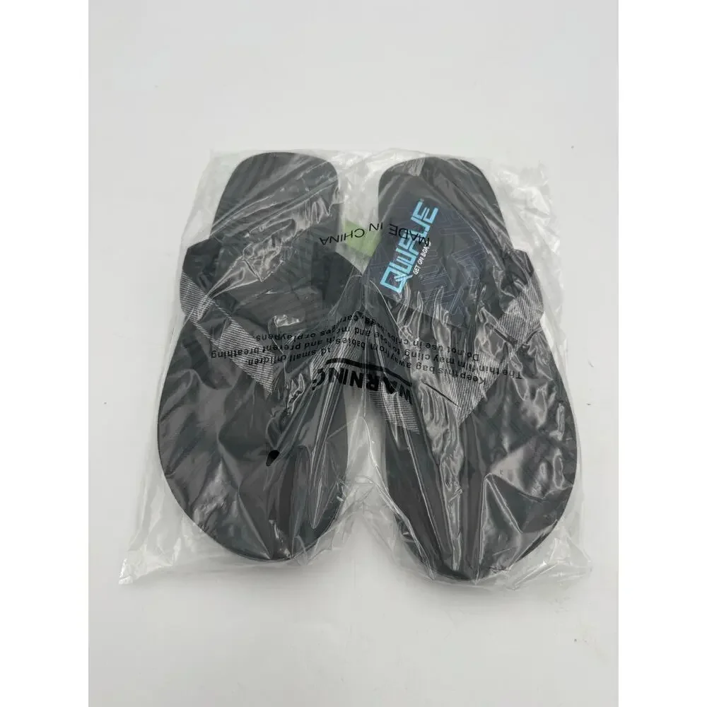 QWAVE Mens Size 8.5 Performance Flip Flops Charcoal Grey Black Thong Sandals New